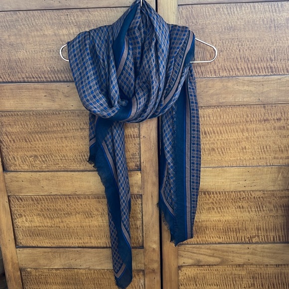 🐑Cashmere/Modal SOFT Thin Oversized Brown/Navy/Black Houndstooth Madewell Scarf - Picture 12 of 17